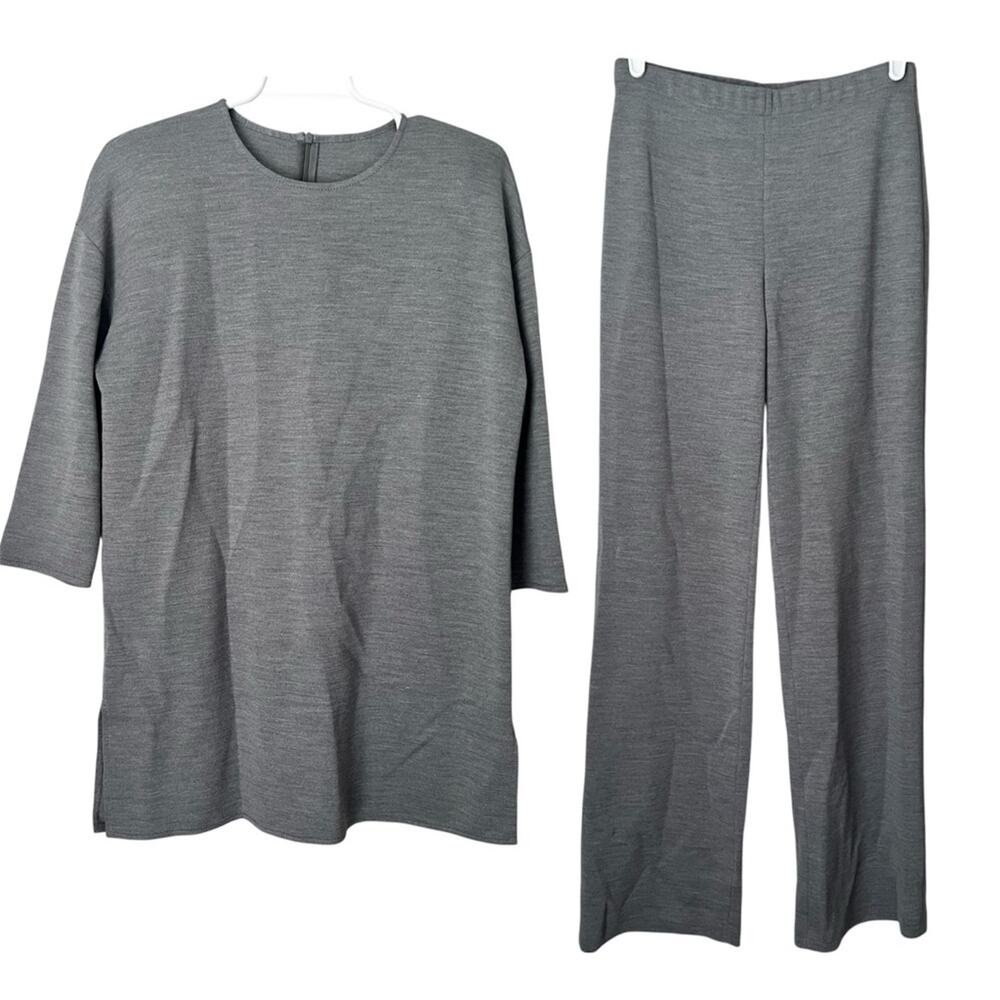St. John Women’s Gray Wool Blend Matching Top and Pants Size 4